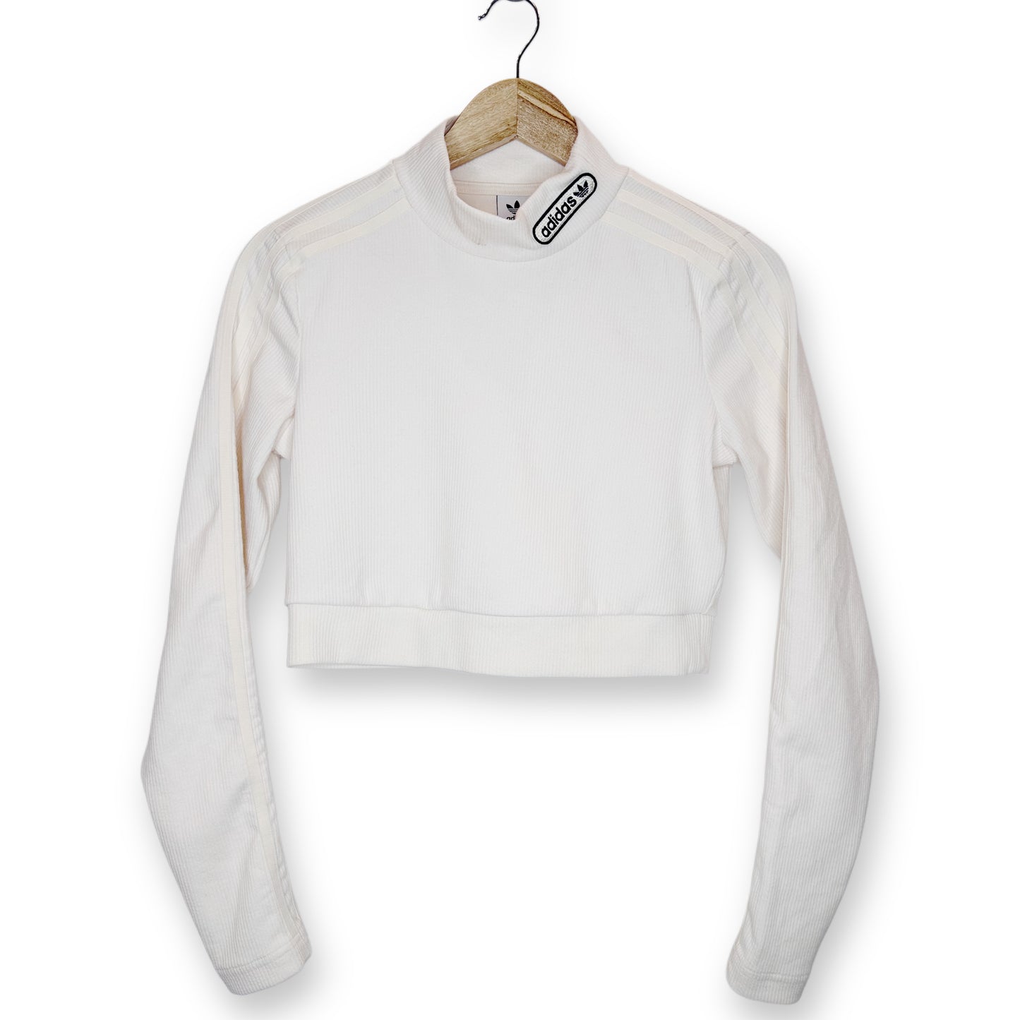 Adidas Cream Ribbed Crop Top - Size S