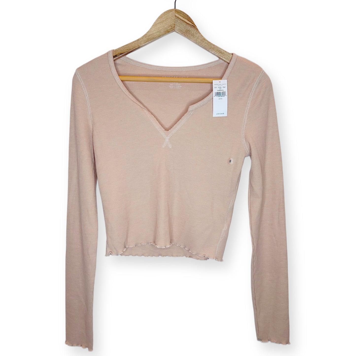 American Eagle Cropped Waffle Knit Top NWT - Size S