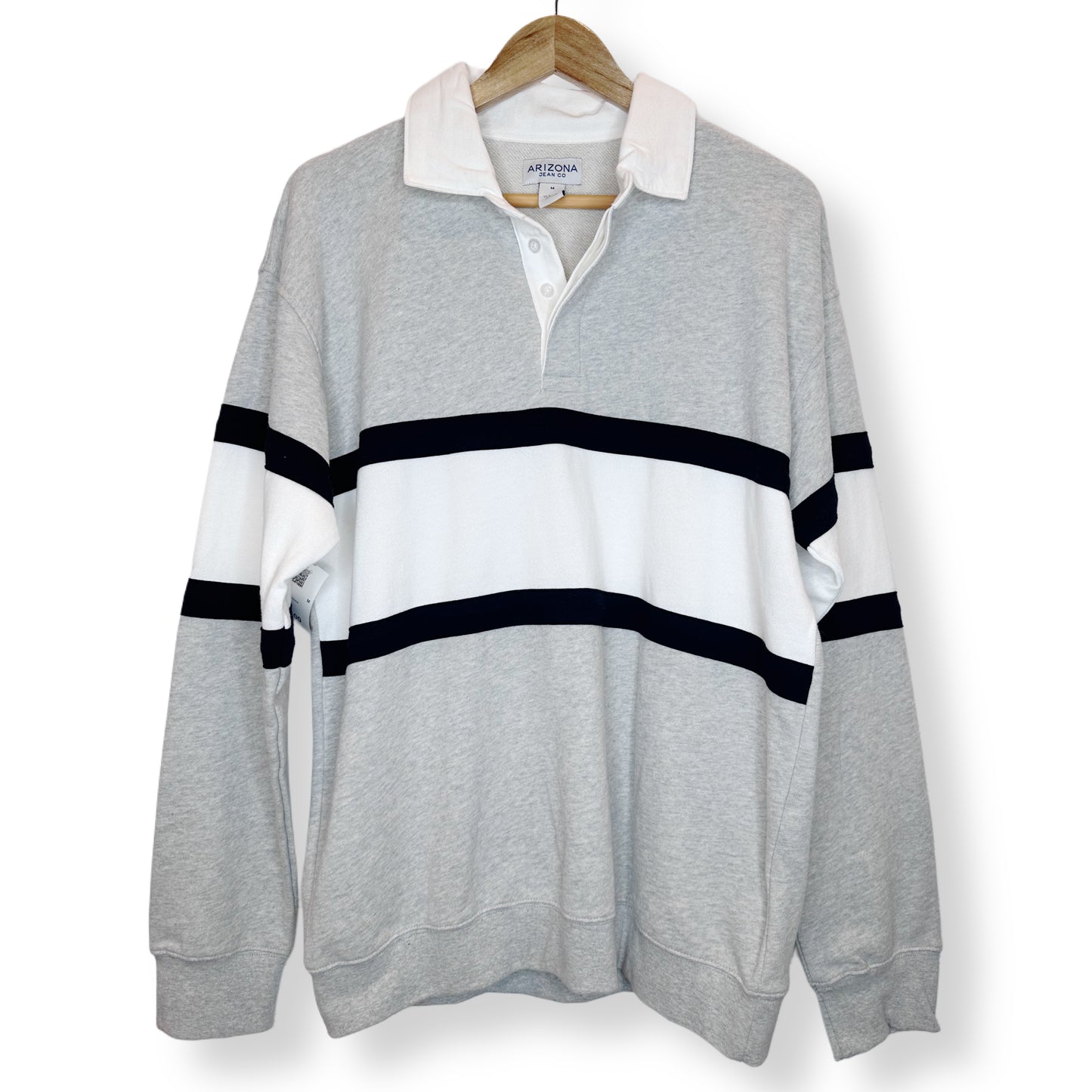 Men’s Arizona Gray Striped Collared Top - Size M