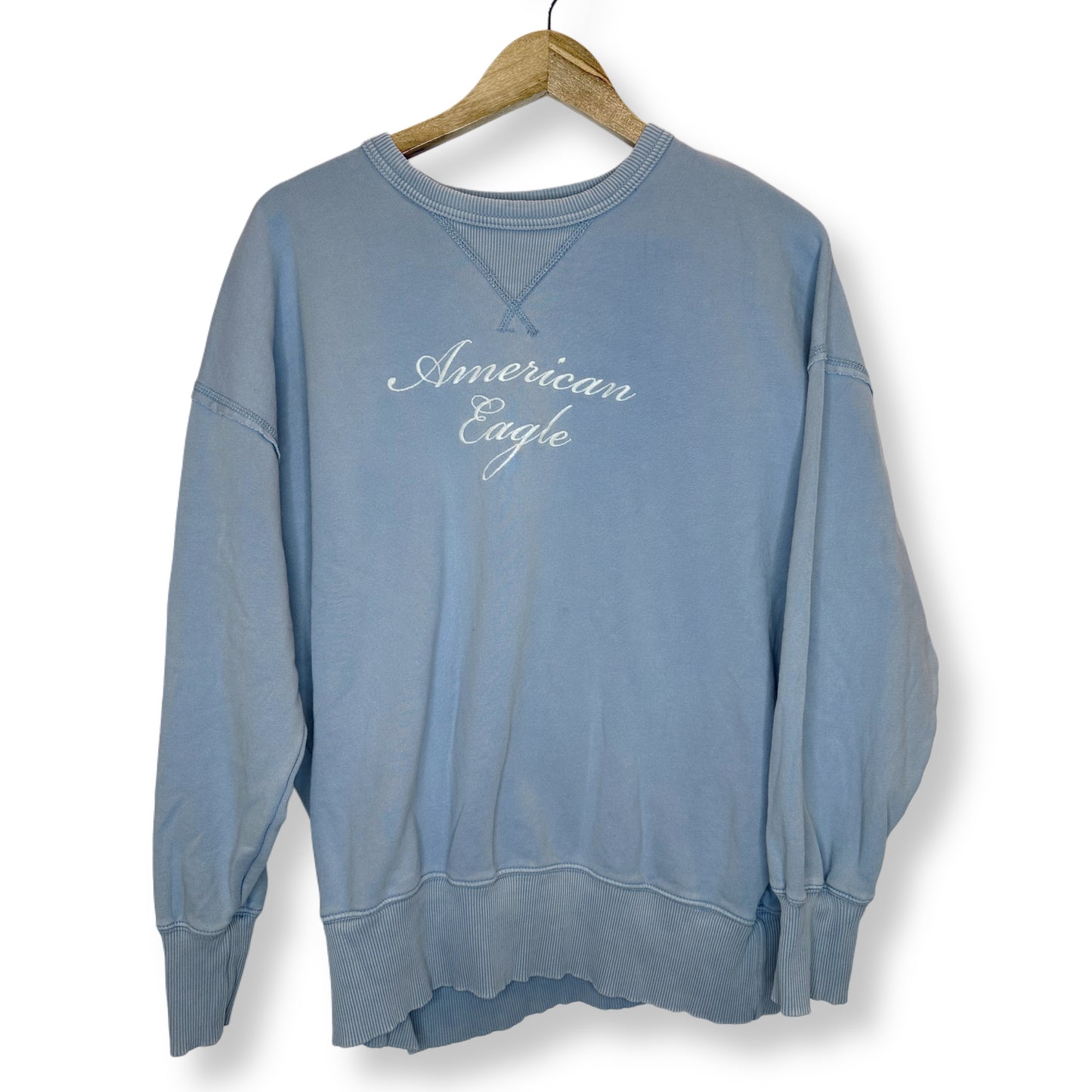American Eagle Blue Embroidered Crewneck - Size XS