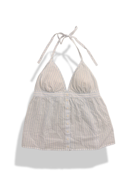 Hollister Baby Blue and White Tank- Size M